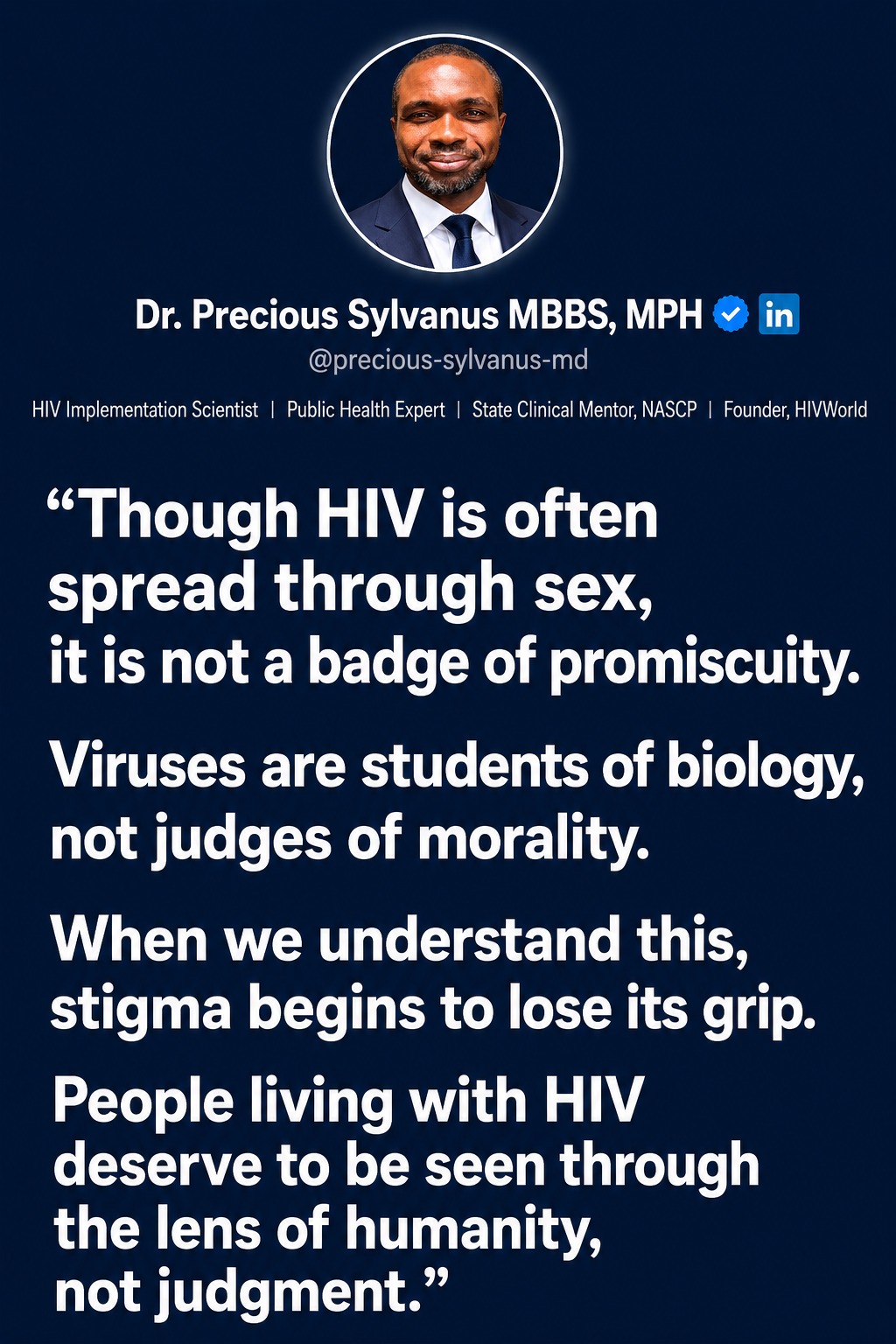 HIV stigma — Biology does not judge